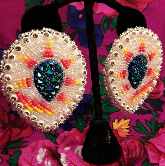 Clear Upside Down Fire Color Teardrop Earrings - Picture 3 of 3